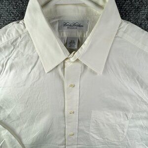 Brooks Brothers Brooksease Long Sleeve Button Up Shirt White 16 34 Cotton Adult